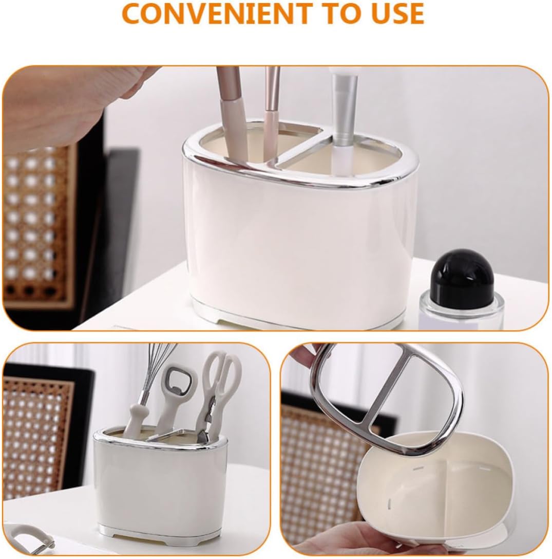 OUNONA Toothpaste Storage Box Bathroom Organizer with Easy to Install and Clean Pp Material Holder for Bathroom or Room Silver Multifunctional Storage Organizer image 3