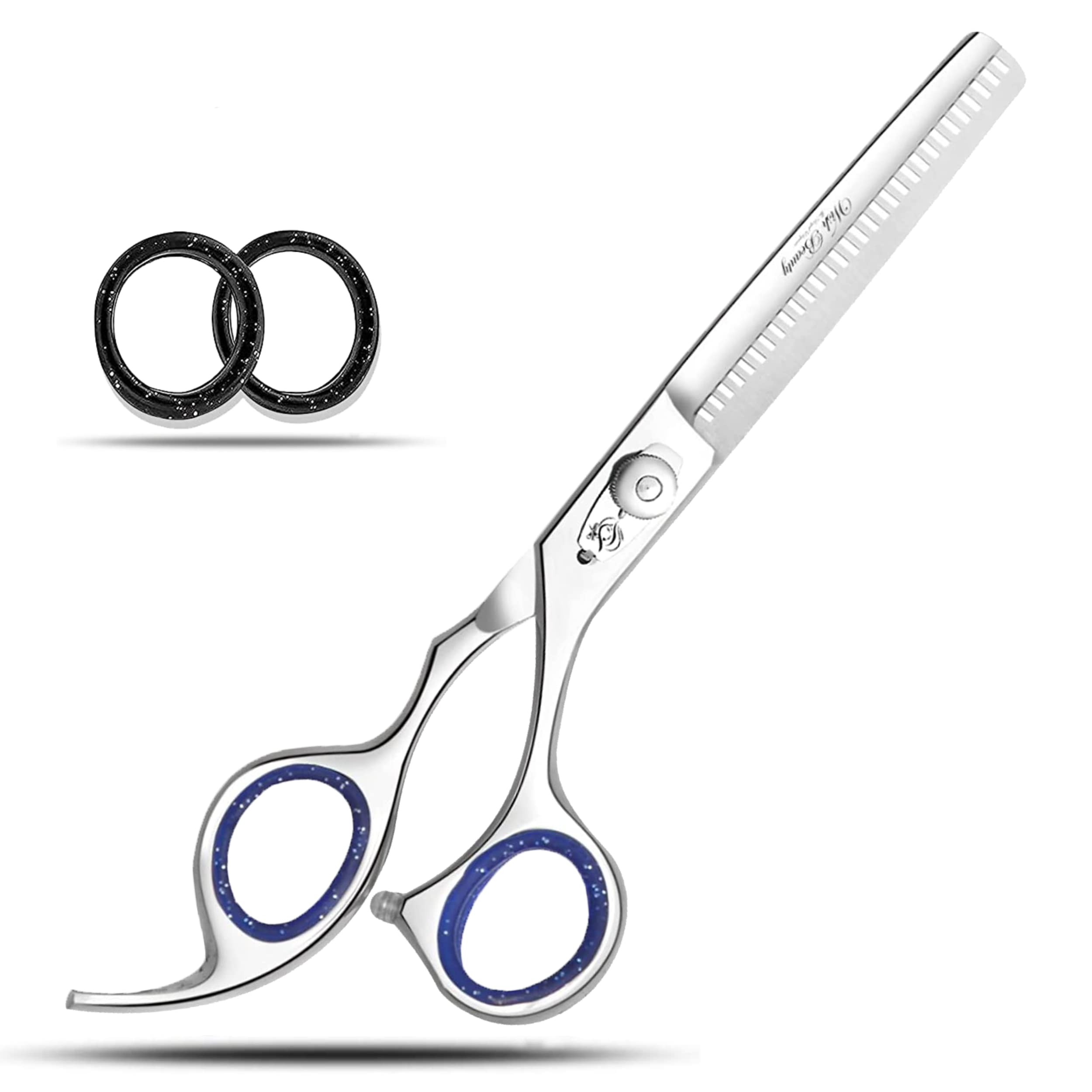 Wish Beauty,The Royal Elegance Men's Silver Thinning Left Handed Hairdressing Scissors Hair Scissor, Wishbeauty Professional Sharp Left Hand Barber Scissors 6.5” Lefty Hair Cutting Scissors, Hairdresser Scissors Salon Haircut Scissors (Silver Thinning)