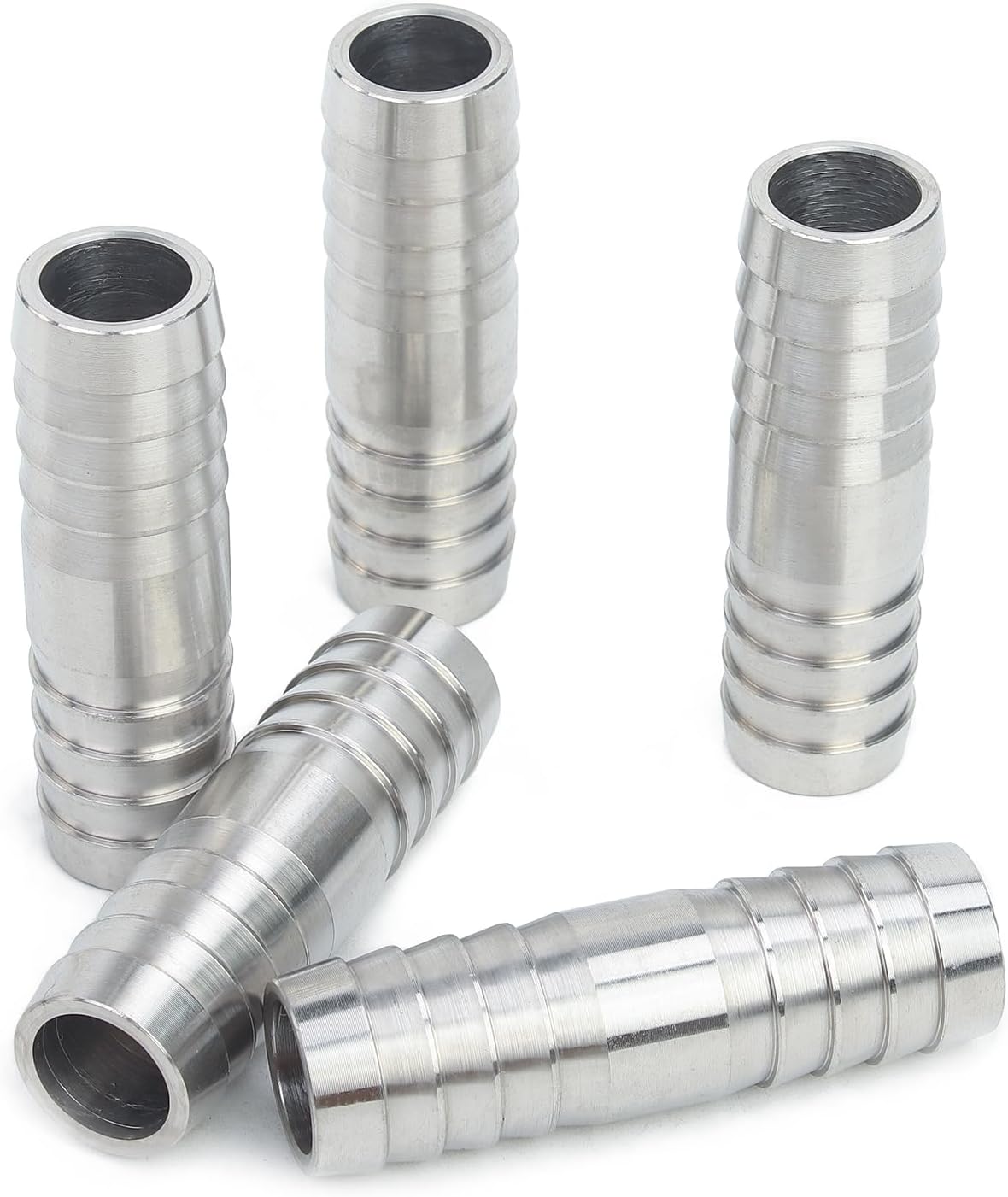 LTWFITTING Bar Production Stainless Steel 316 Barb Splicer Mender 5/8" Hose ID Fitting Air Water Fuel Boat (Pack of 5)