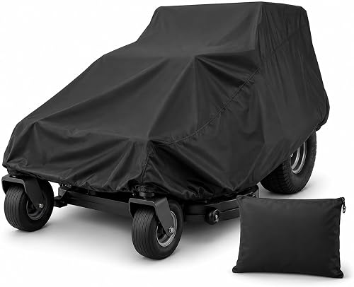 Zero Turn Mower Cover Waterproof 210D Polyester, Anti-UV Riding Lawn Mower Cover Fit Decks Up to 60 Inch with Buckle Straps & Storage Bag, 79×46×55 Inch