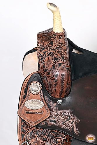 Vista 5 de HILASON Sillín Western Horse de cuero americano sin árbol Sillín para caballo Sillín occidental Sillín de cuero sillín sin árboles sillín