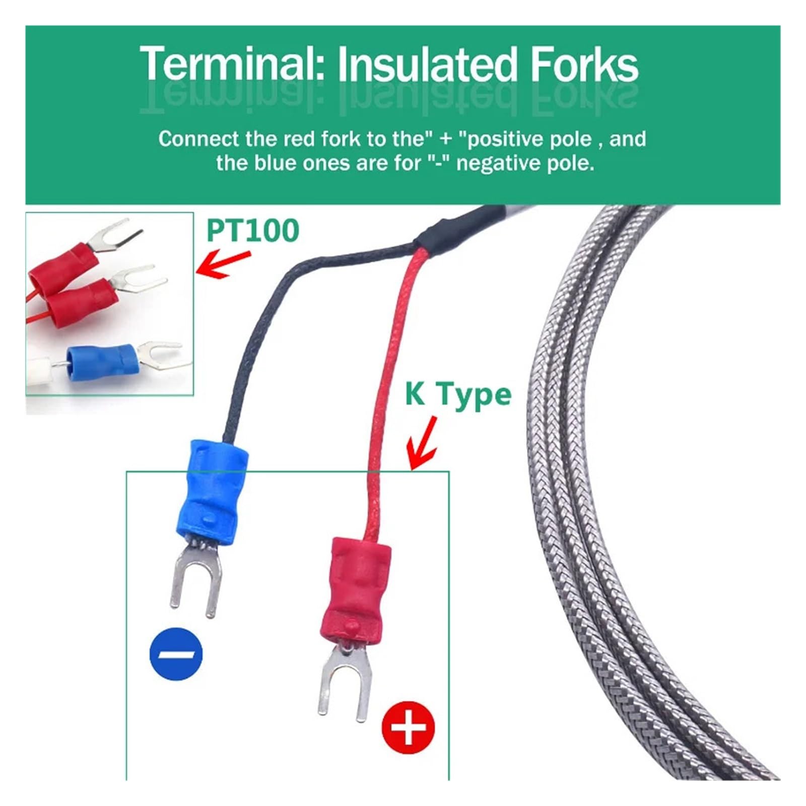 Czujnik temperatury 800 °C, gwint M6~27 m/NPT 1/8~3/4, sonda ze stali nierdzewnej K /PT100, rura termoparowa, regulator temperatury (NPT3-8 PT100 typ)