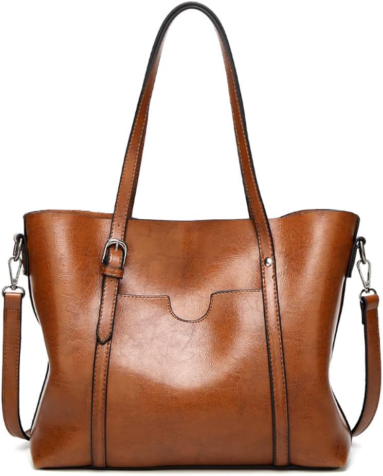 ORiTi PU Leather Handbags for Women Large Shoulder Hobo Bags Large Tote Crossbody Bag Purse for Ladies and Womens Brown