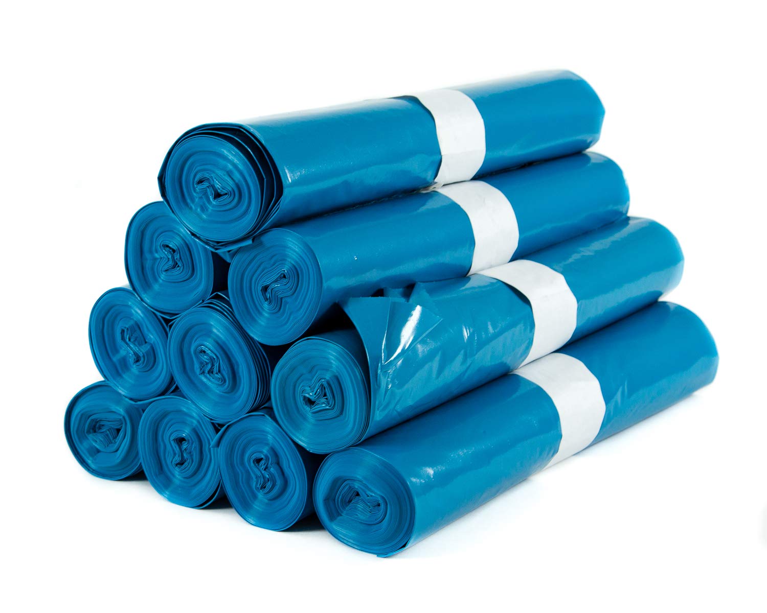 Hygiene VOS 100 Stück Stabile Müllsäcke Abfallsack Extra Stark 70 cm breit und 110 cm lang - 10 Rollen zu je Blau Müllbeutel mülltüten 120l Fassungsvolumen - Aus Umweltfreundlicher Reyclingfoli