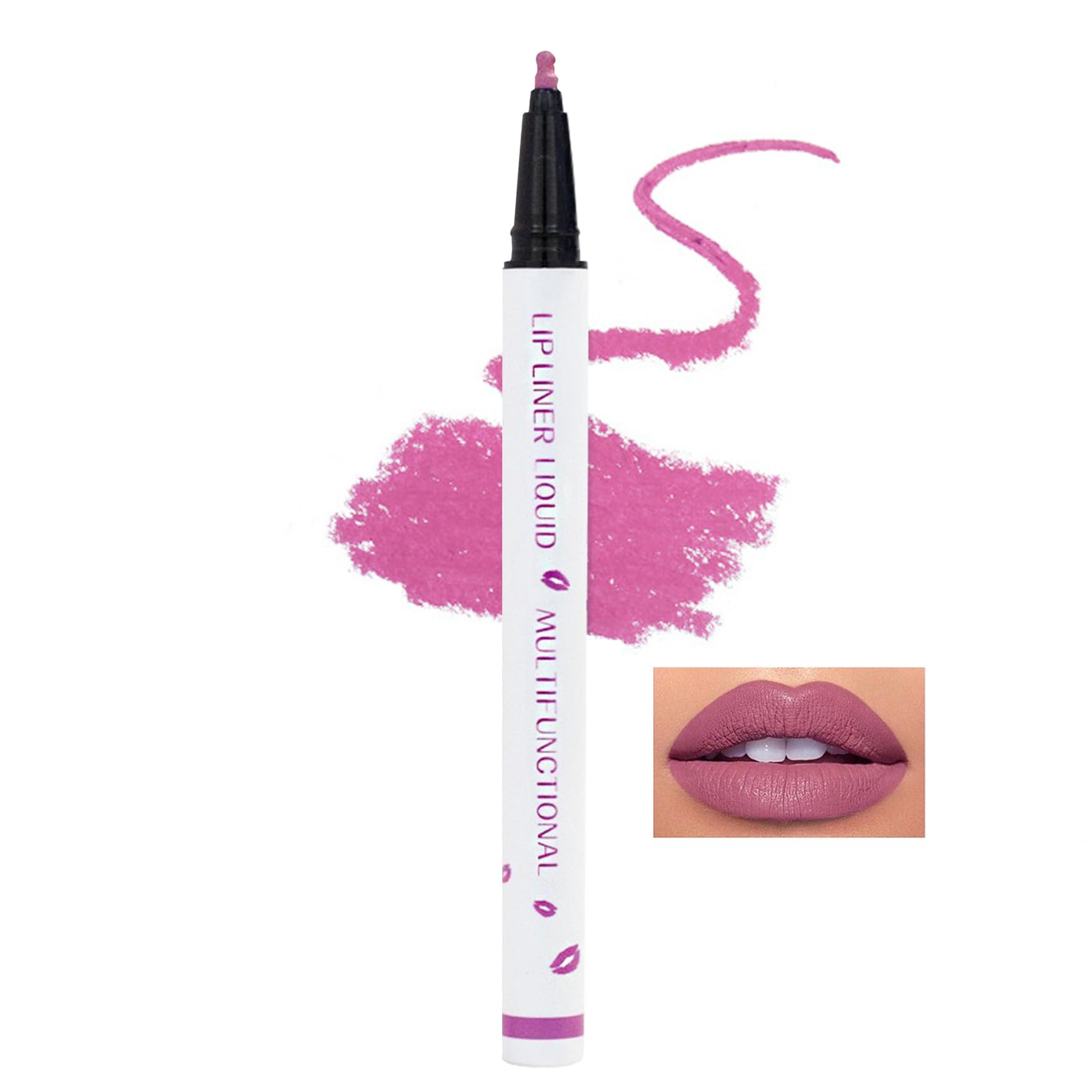 Cool Story Lip Liner Liquid - 2-in-1 Waterproof Matte Lip Stain Marker, Longwear Quick-Drying Liquid Lipstick Pen with Smudge Proof & Long-Lasting Formula (#08 Orchid, Pack of 1)