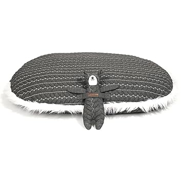 Heads Up For Tails Quilted Dog Bed for Winter with Dog Toy - Dark Grey - M