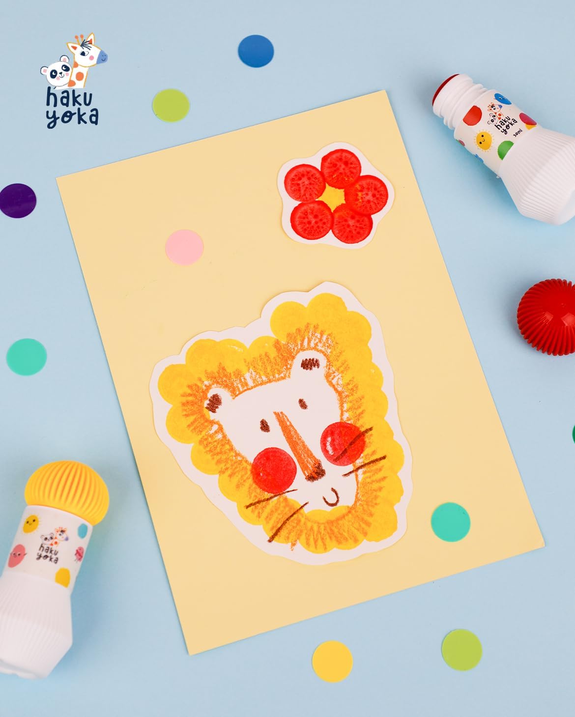 Hakuyoka Dot Markers - Washable Painting 5-Color Set | Easy Grip & Non-Toxic | Fun Dot Art for Kids (Pastel Colours)