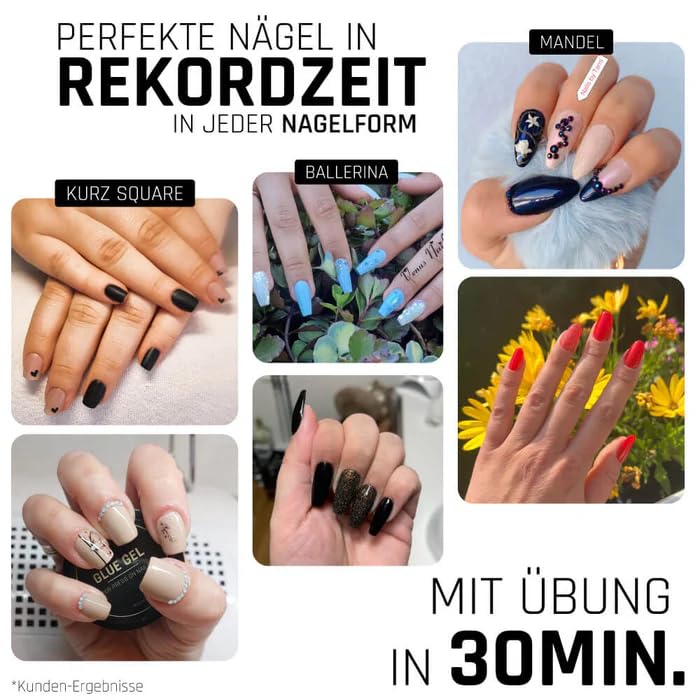 Glue Gel Press On Nails Set con fácil procesamiento · uñas muy ligeras como en el estudio como gel amasable · consistencia firme fácil de procesar | Para Press On Nails Glue Gel · Lynis-Nailshop.de