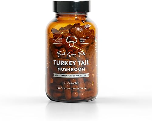 Forest Super Foods Hongo entero de cola de pavo cultivado en Australia (incluye micelio), ideal para la salud intestinal + apoyar las defensas