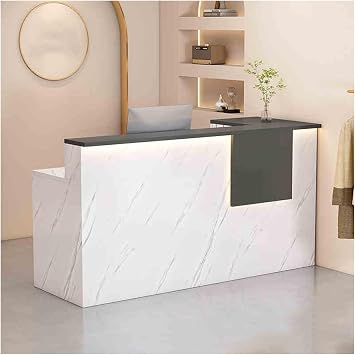 Checkout Counter Table,L-Shaped Reception Desk,Modern Front Desk Reception Room Table, for Lobby, Beauty Salon,D-3,L-47.2x17.7x35.4in