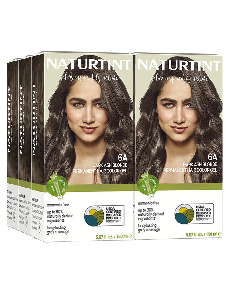 6A Dark Ash Blonde Permanent Hair Color (Pack of 6), Ammonia Free, Vegan, Cruelty Free, up to 100% Gray Coverage, Long Lasting Results (Packaging may vary)