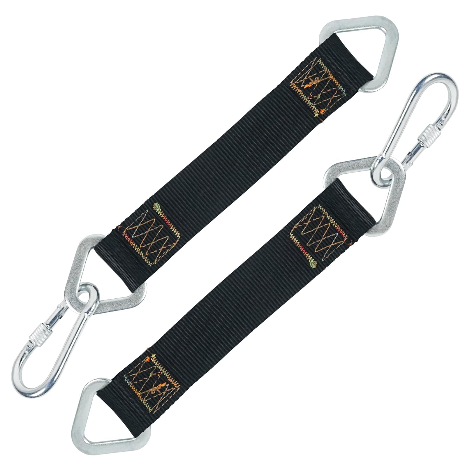 Aoneky Juego de 2 Correas para Hamaca Columpio de Árbol - 25 cm Correa Resistente de Nailon Negro con Mosquetón, Accesorios Colgante de Suspensión para Colgar Hamaca Columpio Saco de Boxeo y MMA