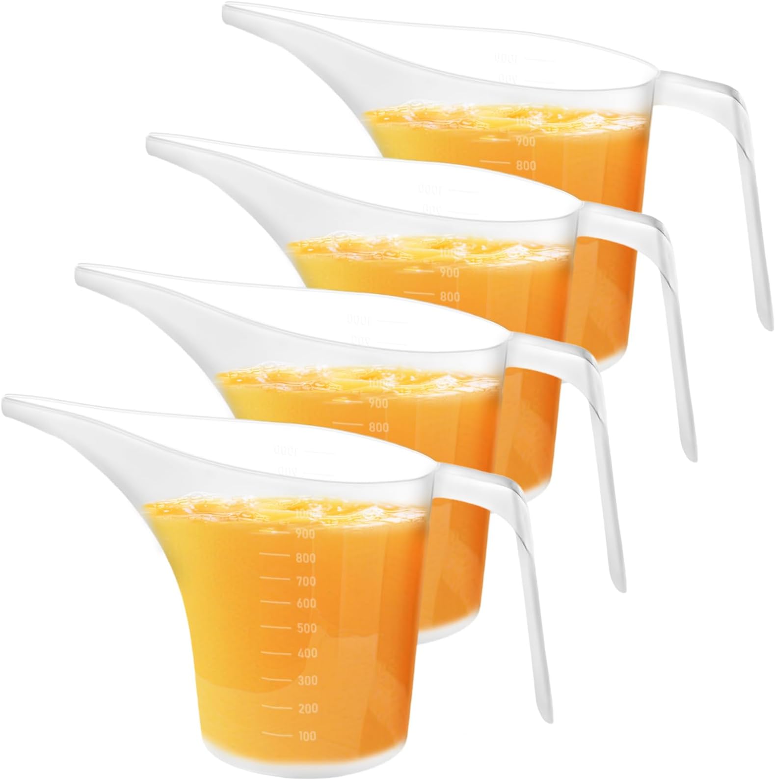 Plastic Measuring Funnel Pitcher, 4 Pack 1000Ml Long Spout Measuring Cup, Food-Grade Durable for Pancake Batter Muffin Cakes Soap Making Watering Plants Home Kitchen
