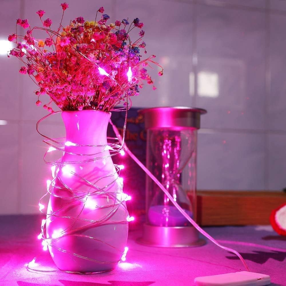 Cshare Pink Fairy Lights For Bedroom, String Lights Battery Operated 9