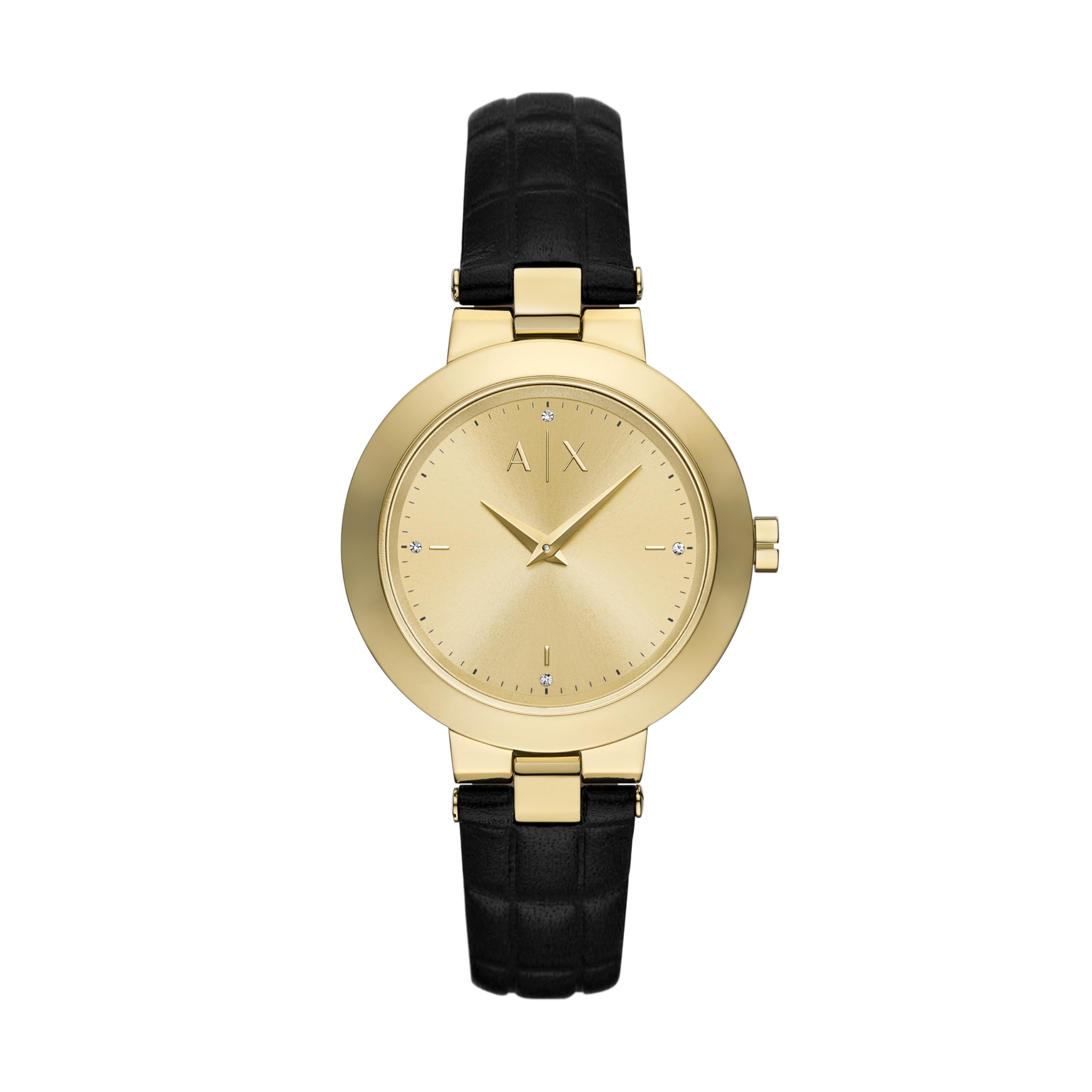 Armani Exchange Leather Analog Gold Dial Womens Watch-Ax5174, Band Color:Black (B0D851V4F9) Amazon Price History, Amazon Price Tracker