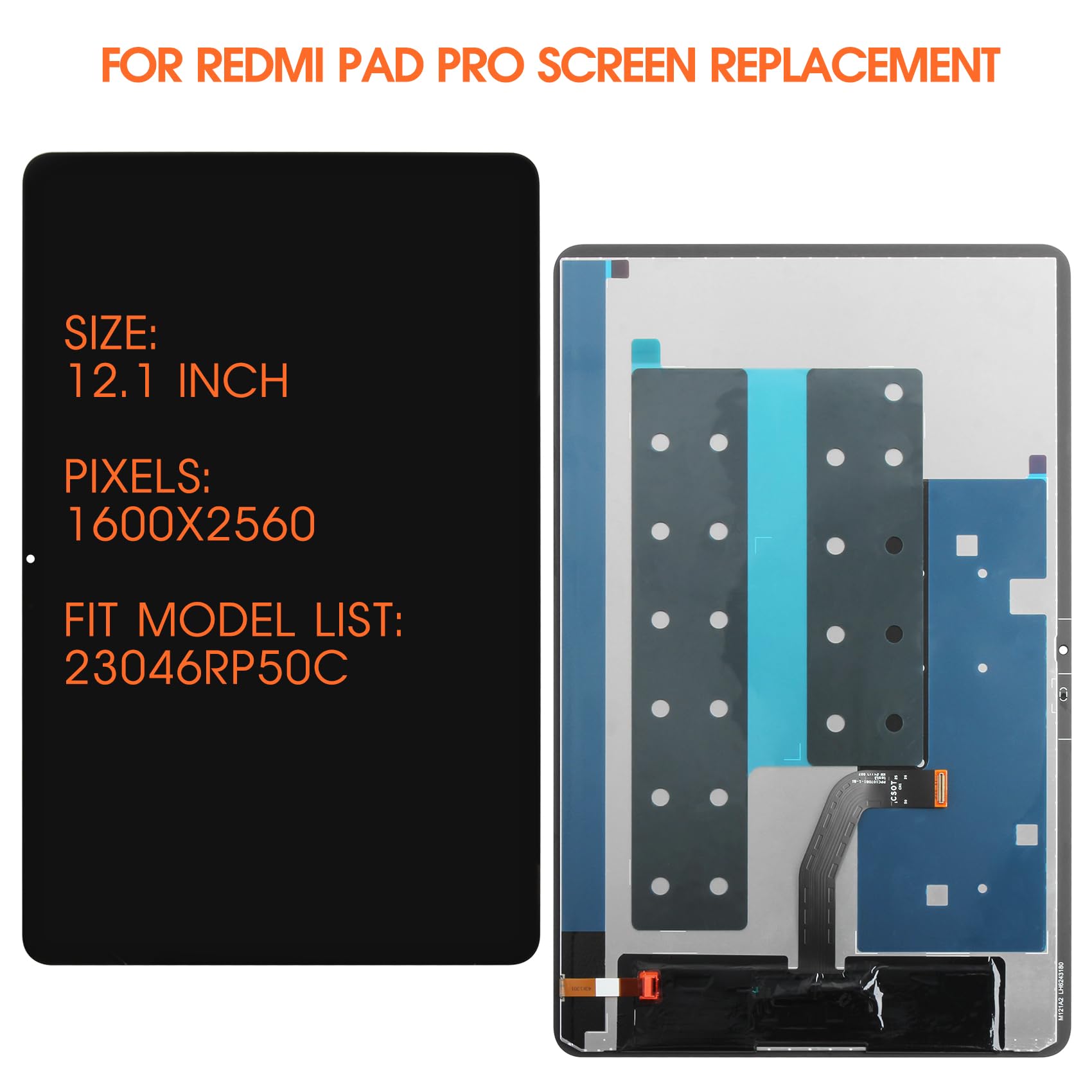AGCUT Pantalla LCD para Redmi Pad Pro 12.1" Pantalla LCD para Xiaomi Redmi Pad Pro 12.1 Pulgadas Pantalla Reemplazo Pantalla Táctil Digitalizador Touch Screen Asamblea con Reparación, Negro