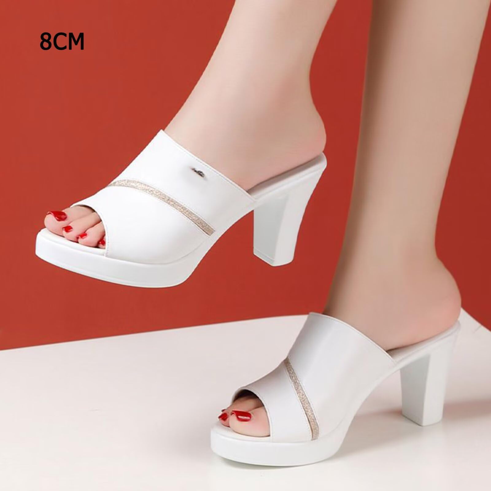 HNVAVQ Mules con Plateau Donna Sandali Estivi Tacco Largo Comodo Scarpe da Ufficio Cerimonia Elegante 8cm/10cm