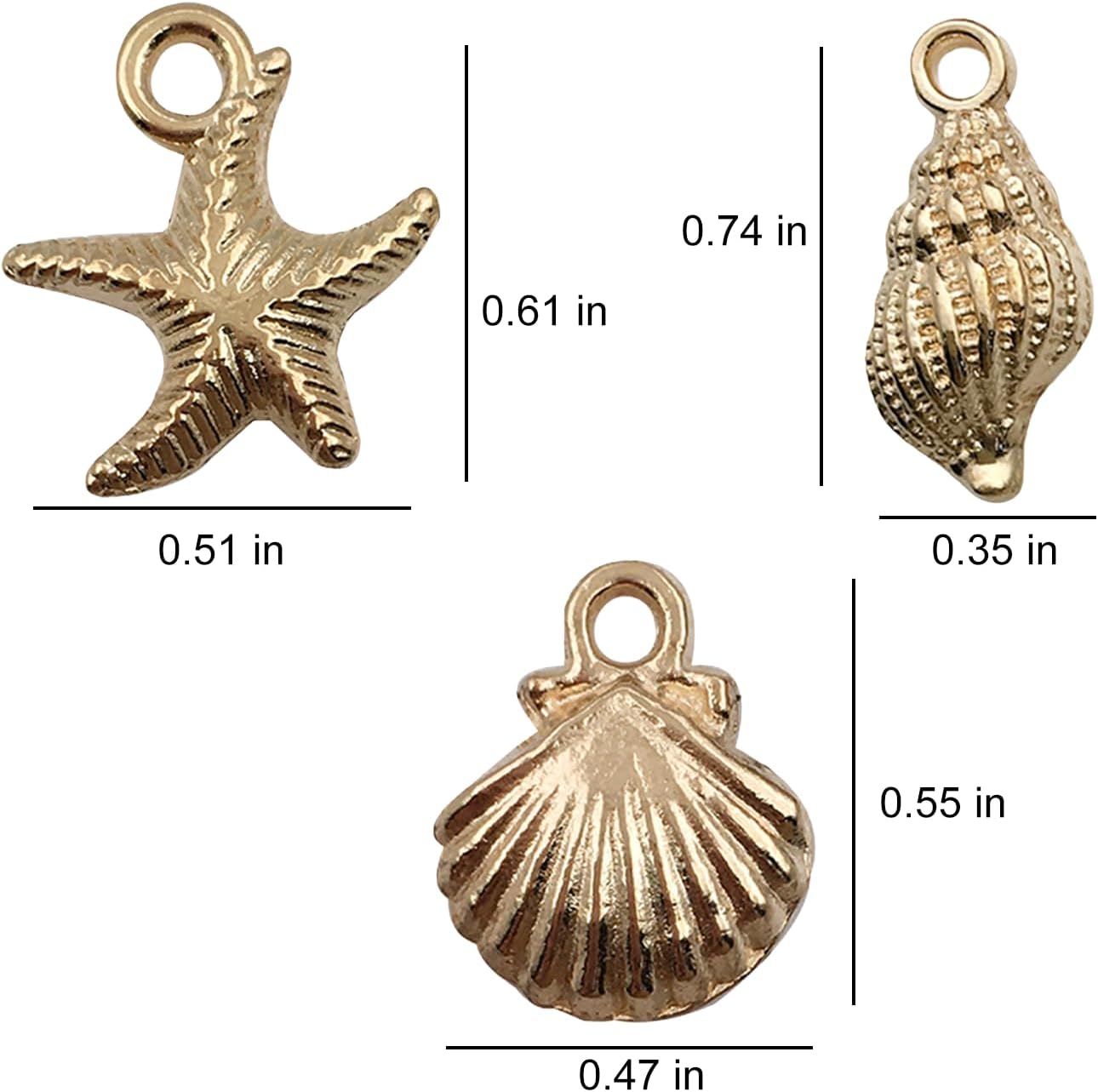 60Pcs Shell Charms Gold Plated Beachy Ocean Seashell Starfish Charms for Jewelry Making Nautical Sea Beads and Shells Pendants for DIY Bracelets Necklaces Earrings and Craft Accessorie - Image 2