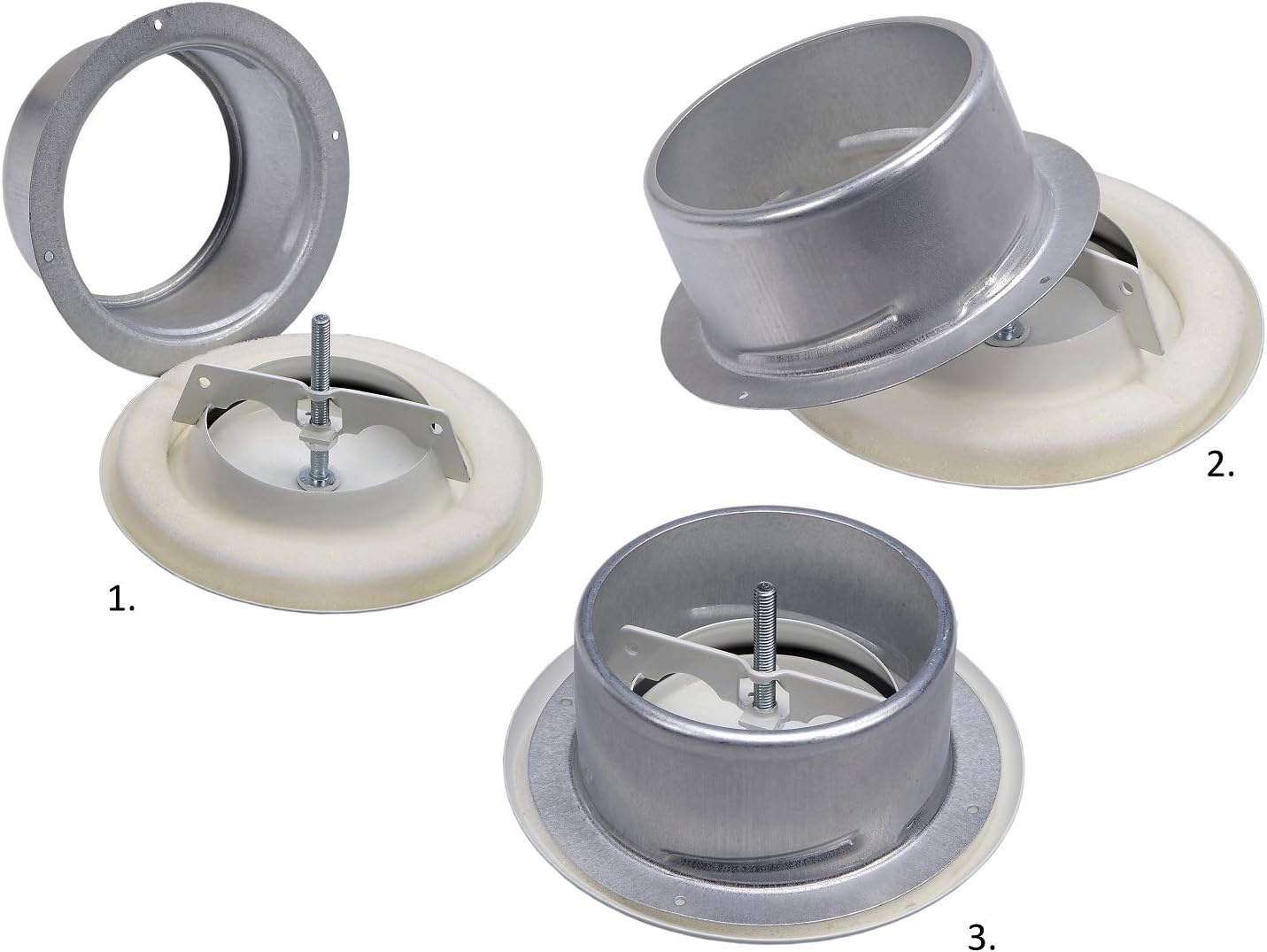 HVAC Round Ceiling Air Vent Diffuser, Metal Disc Valve, White Ventilation Ceiling Round Diffuser, Adjusted Clockwise / Anticlockwise Ceiling Air Vent, Regulated Disc Valve.