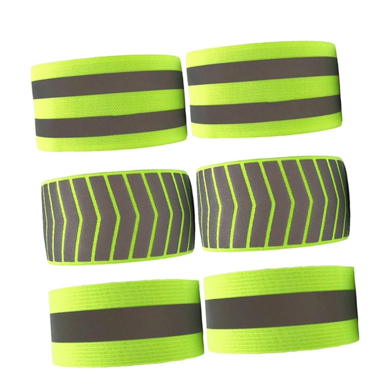 6 Piezas Brazaletes Reflectantes Fluorescentes Elásticos para Seguridad Pulseras de Alta Visibilidad para Correr Senderismo y Actividades Nocturnas Verde