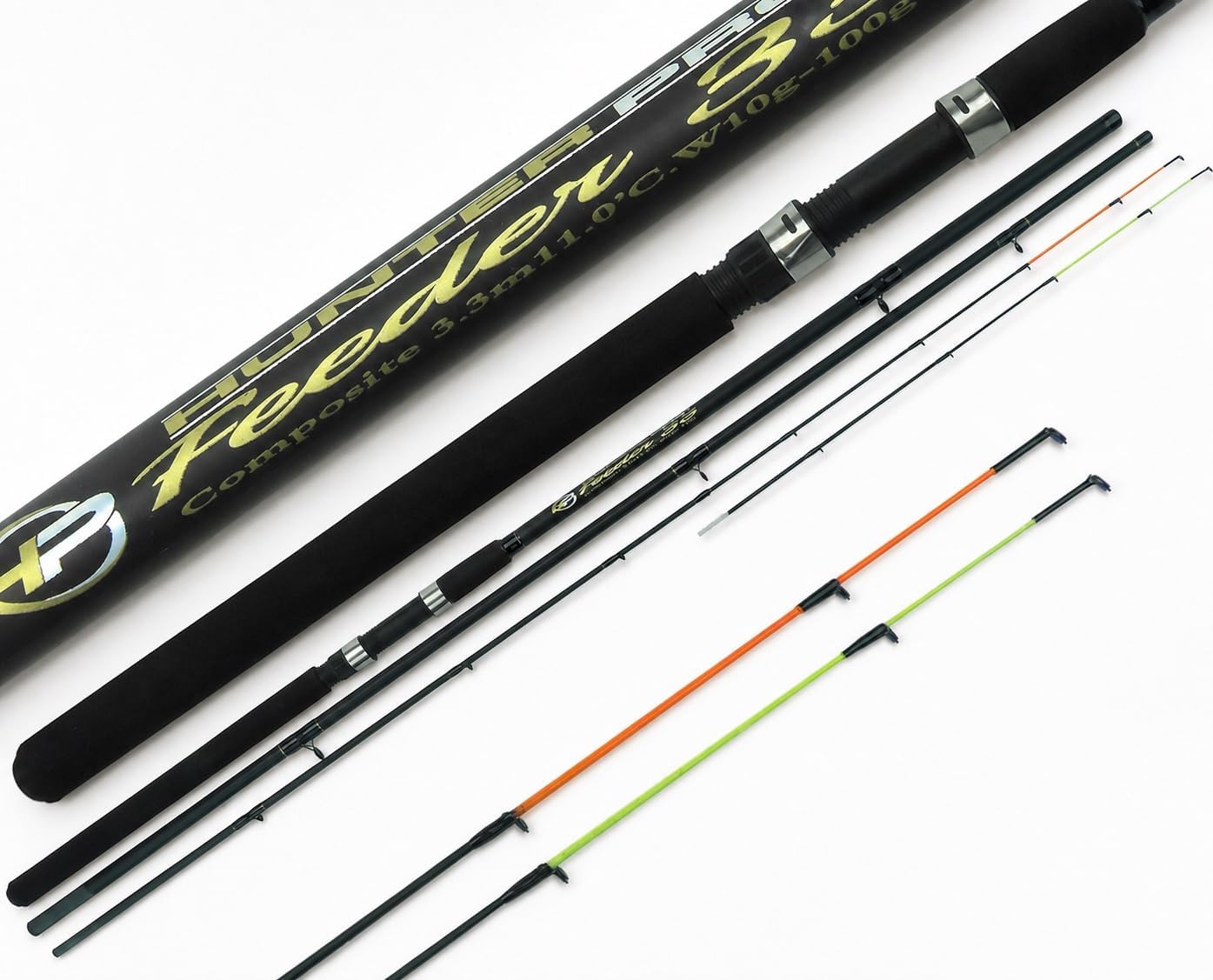 11 ft Composite Feeder Rod: 3-Piece Ledgering Quiver Tip Set with Hi-Viz Twin Tips