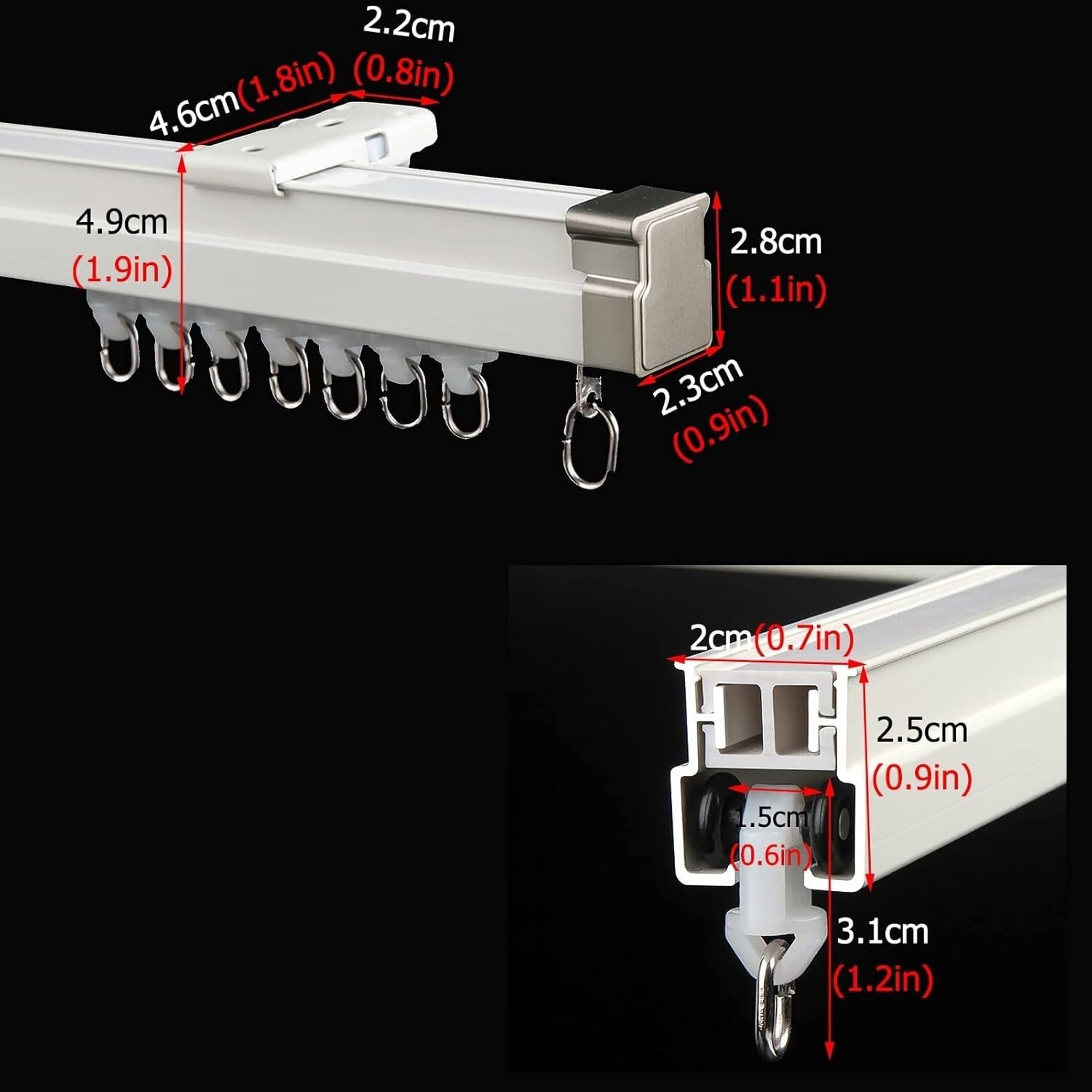 Binario flessibile da soffitto bianco regolabile da 2 m, versatile asta divisoria con guide pieghevoli, perfetto per casa, ufficio, eventi e soluzioni di gestione dello spazio