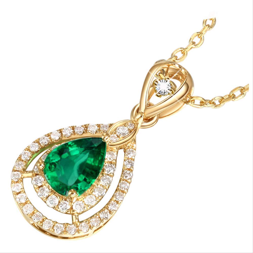 Elegante Collana di smeraldi con Pendente a Forma di Goccia d'Acqua in Gioielli 925 per Donna