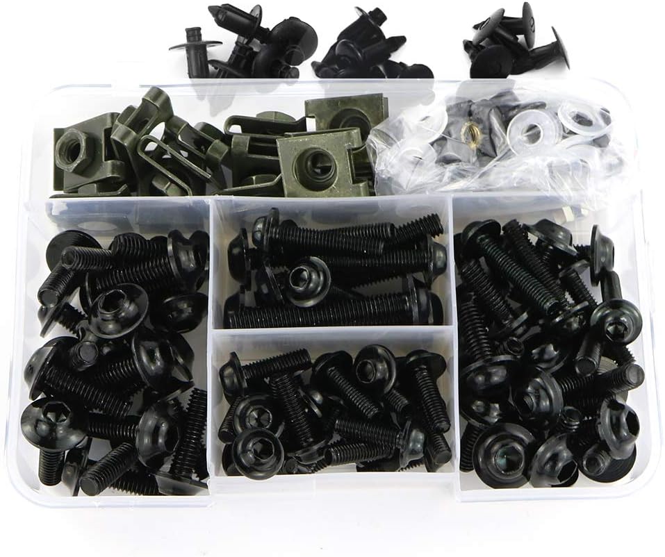Xitomer Universal Motorcycle Fairing Bolt Kits Fasteners Fit for GSXR600 750 1000 GSX1300R, CBR600RR 1000RR, YZF R3 / R6 / R1, NINJA 500 400, ZX-6R / ZX-10R/ ZX-14