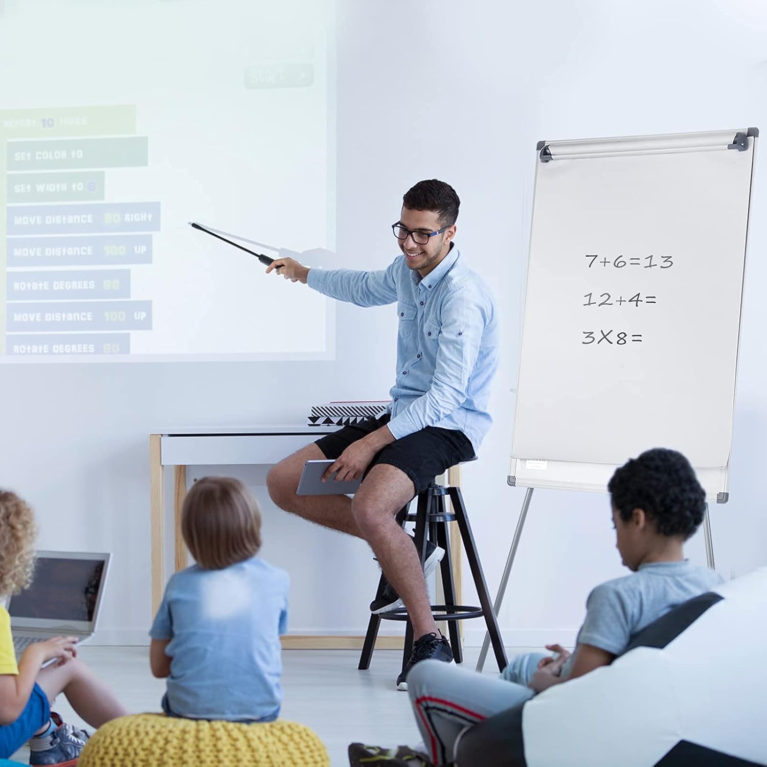 MAKELLO Flip Chart Easel Magnetic Tripod Whiteboard Dry Erase Board with Stand, Extended Display Arms, Adjustable Height, 36X24 inches: Office Products