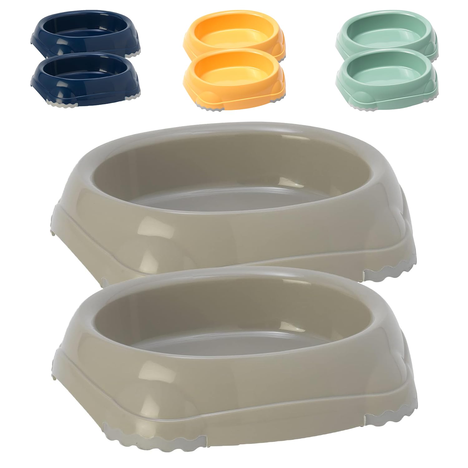 CAT CENTRE 2 Non Slip Grey Cat Bowls - 0.2l 6 Colours Available Bowl Feeder Water Dish Fidding Kitten Dog Pet โ image 1