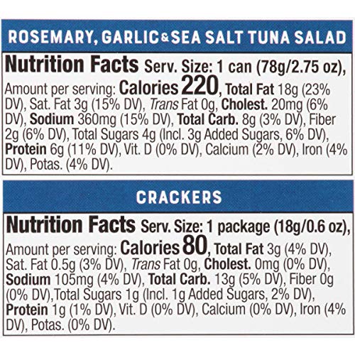 Bumble Bee Snack On The Run! Rosemary, Garlic & Sea Salt Tuna Salad With Crackers Kit, High Protein Snack Food, Canned Tuna, Healthy Snacks For Adults, 3.35 Ounce (Pack Of 12) #TOP3