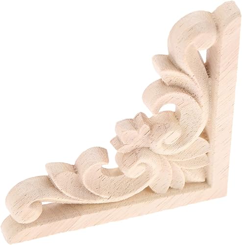 Miniatura 5 de MUXSAM Apliques de muebles, 3.1 x 3.1in3.15 x 3.15 pulgadas, calcomanía de marco tallada de madera sin pintar para pared, armario, puerta, cama,