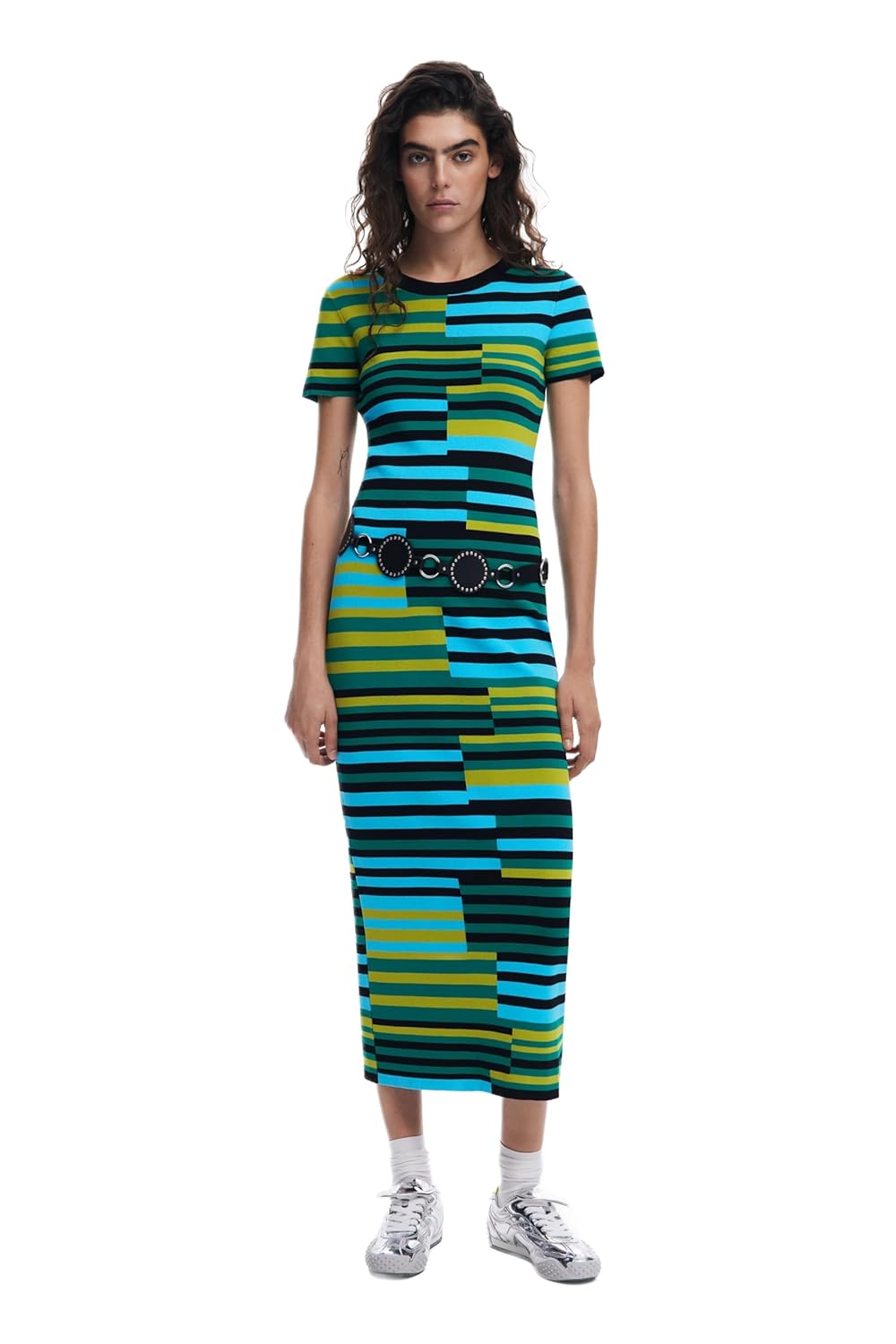 Desigual Womens Striped Long Dress