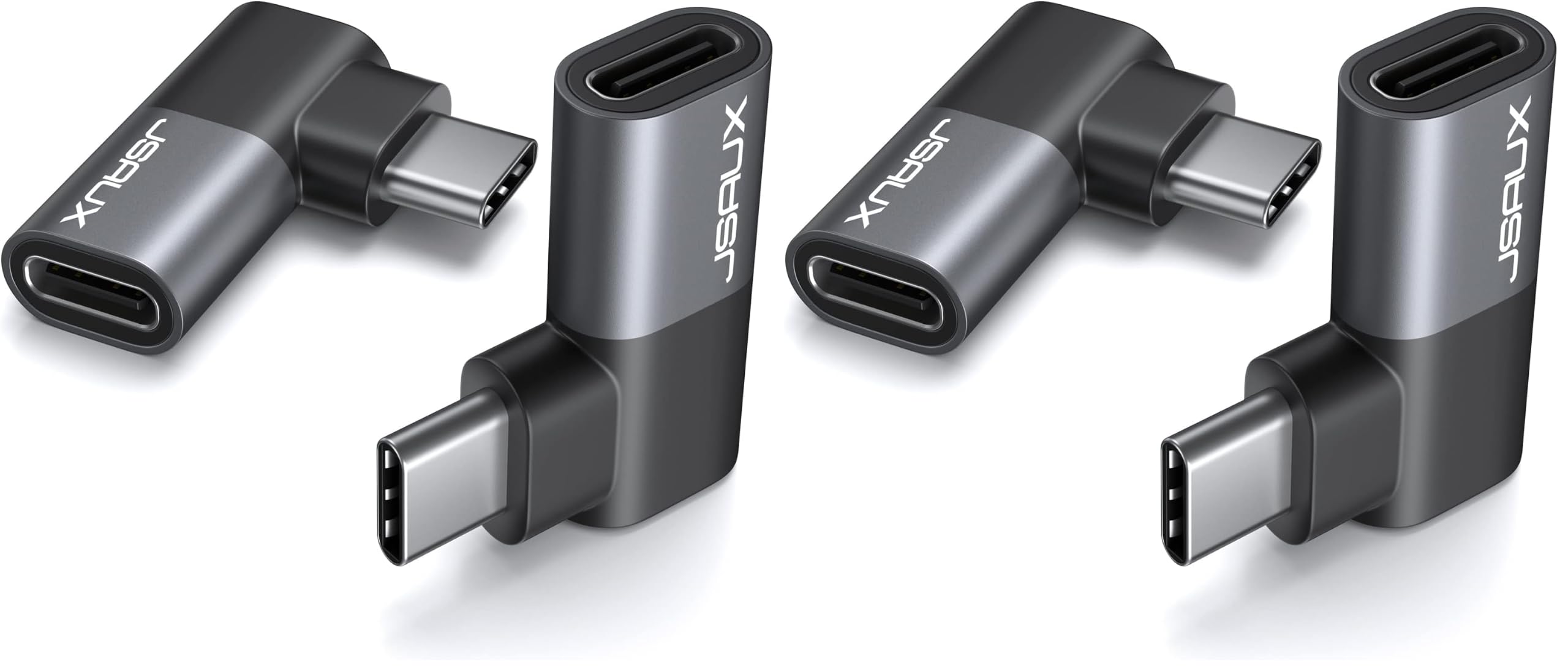 JSAUX 90 Degree USB C Male to Female Adapter 4-Pack, 100W 40Gbps