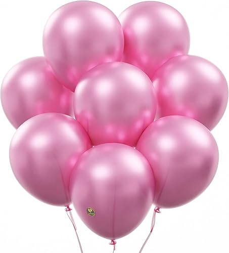 AFTERLOON - Globos biodegradables, 24 unidades, color rosa claro perlado de 12 pulgadas, flotador de látex extra fuerte perlado grueso para helio,