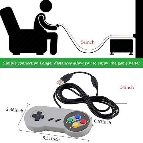 Miniatura 2 de TOOPONE 2 Pack Retro USB Controller Gamepad Joystick, USB PC Super Classic Controller Joypad Gamestick for Windows PC MAC Linux Raspberry Pi 3 Sega