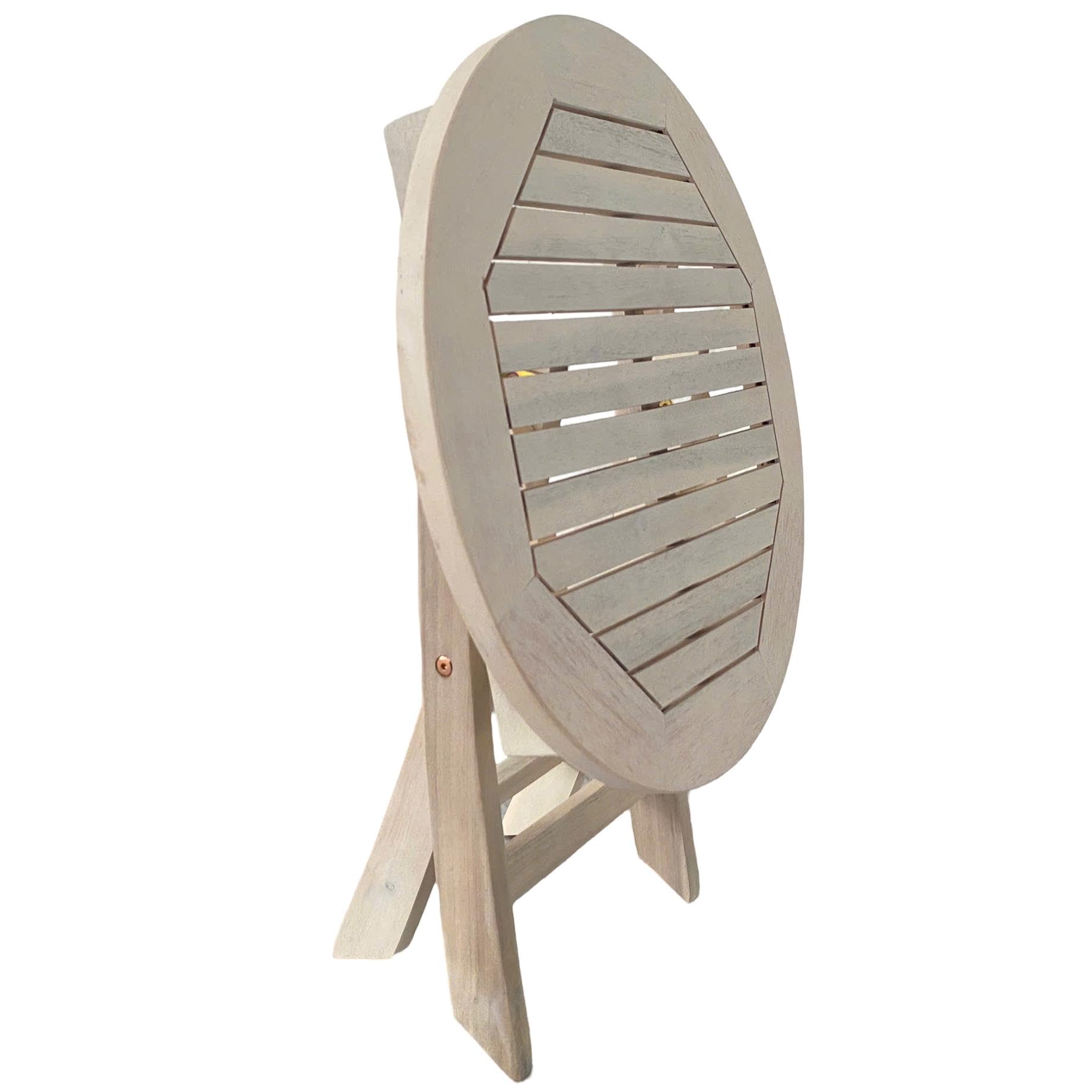 ESTEXO Gartentisch Balkontisch Beistelltisch 48 cm Rund Akazienholz Klapptisch Tisch Holztisch Weiß lasiert