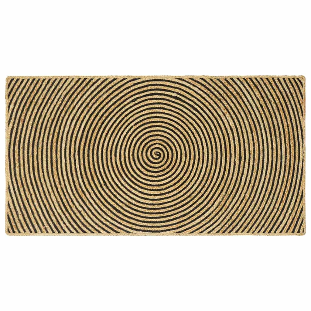 Tapis en jute fait à la main noir 100x200cm pour un design moderne