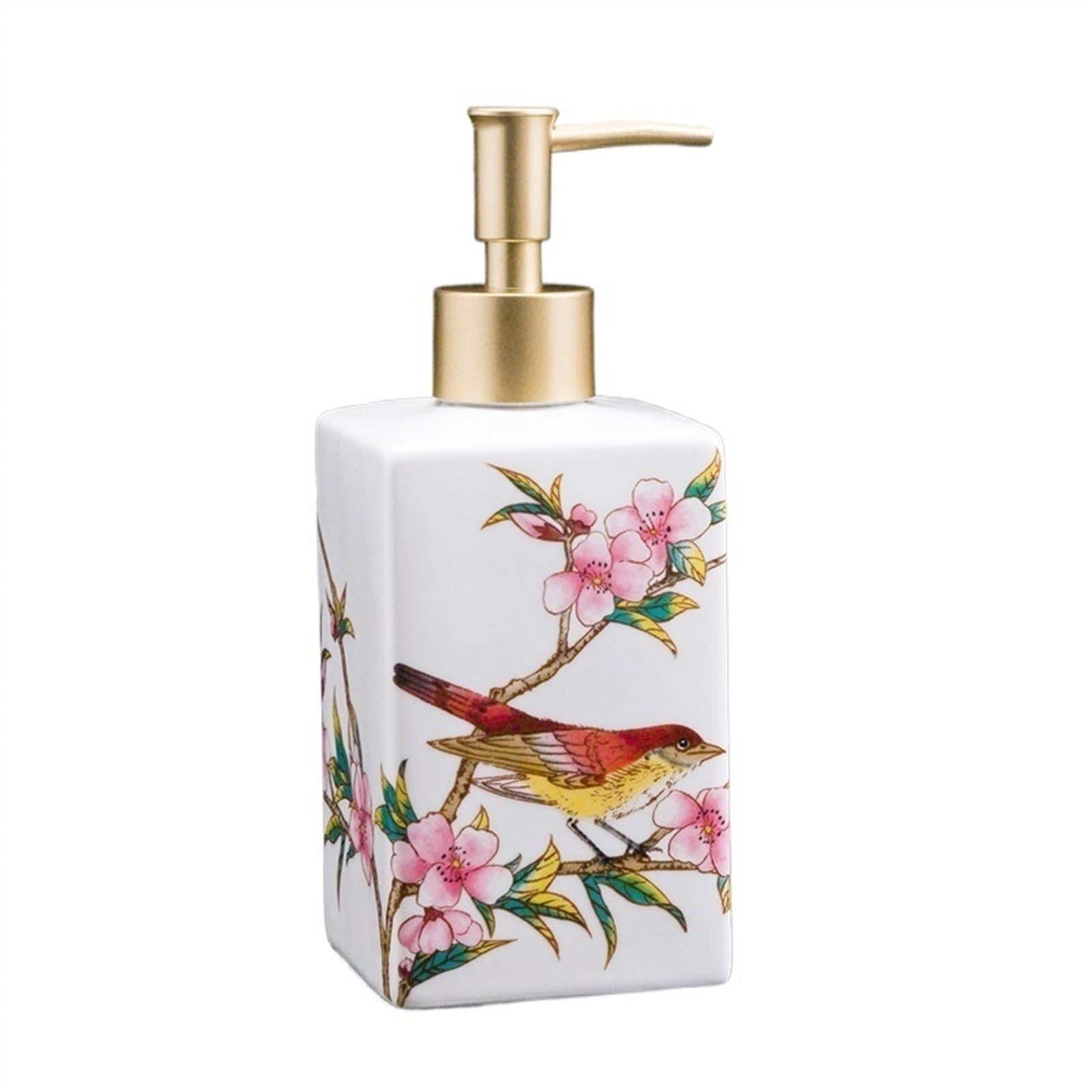 Soap Dispenser Hand Soap Dispenser, Ceramic Dish Soap Dispenser for Bathroom, Refillable Liquid Hand Soap Bottle with Matte Gold Pump for Bathroom Kitchen Laundry,15.2oz/450ml, White Liquid Soap Disp