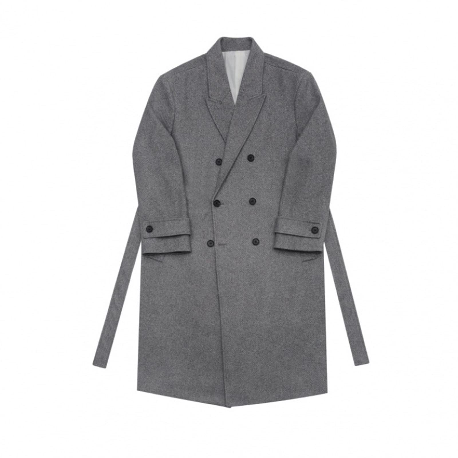 Cappotto da uomo in lana doppio petto bavero con cintura moda casual classico giacca a vento autunno inverno per la protezione dal freddo e dal vento