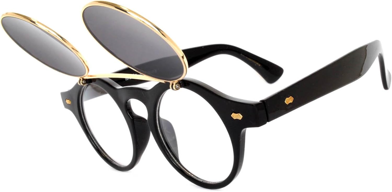 OWL Steampunk Retro Gothic Vintage Colored Metal Round Circle Frame Sunglasses Colored Lens - Image 2