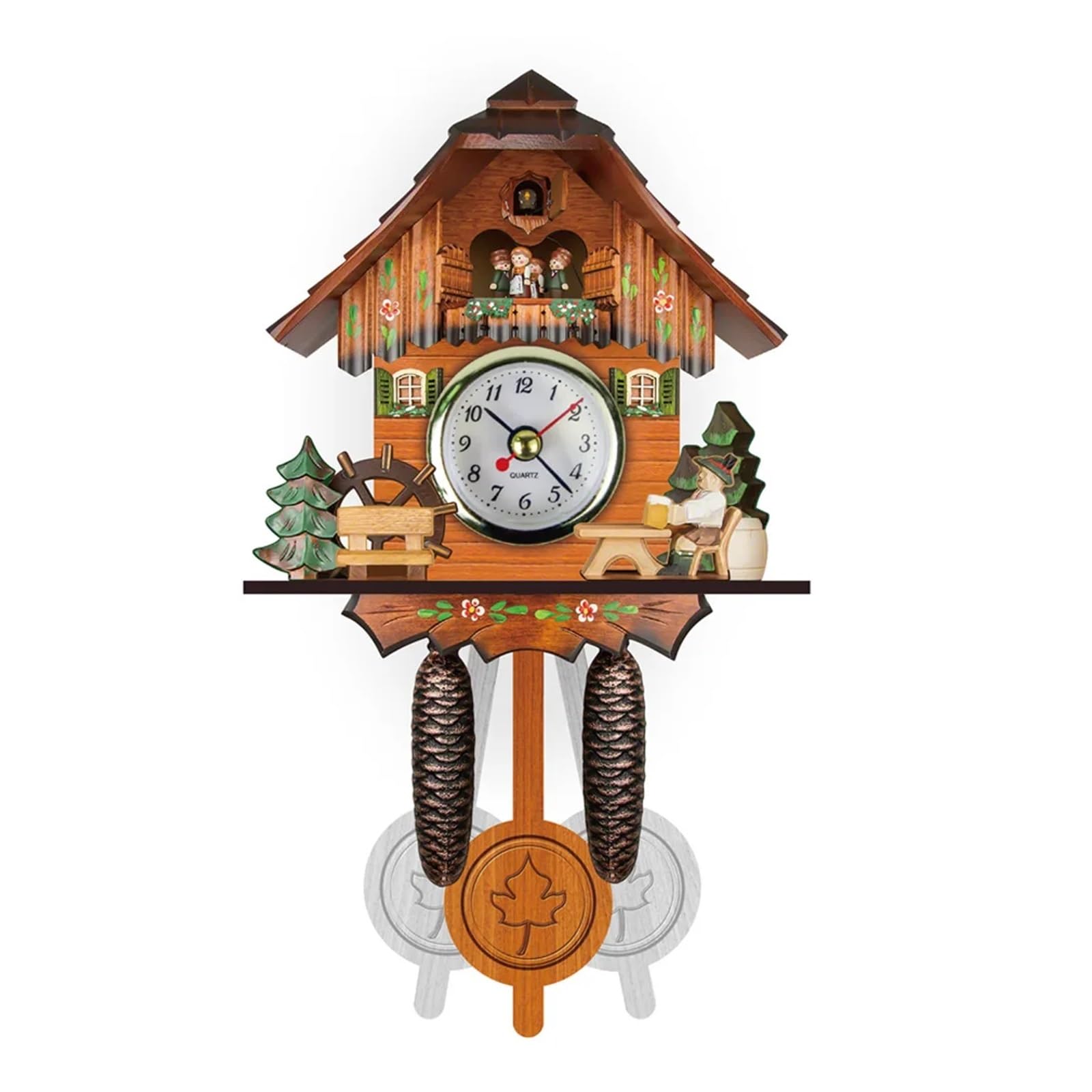 Gsclz Color-13 Wall Clock Chimes Cuckoo Vintage Wooden Clocks Sitting Room For Wall Art Home Office Decoration(Color-13)