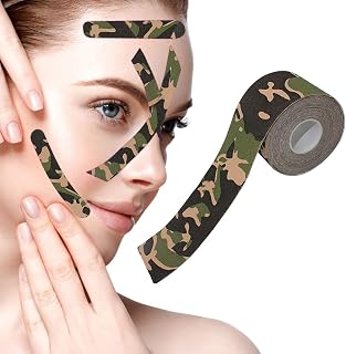 Cinta de estiramiento facial miofascial, para rejuvenecer las arrugas, parches antiarrugas, multifuncional, reafirmante de la piel, para arrugas de frente, líneas de sonrisa, 2,5 cm x 5 m, color verde