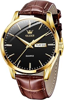 OLEVS Watch for Men Gold Blue Black Analog Quartz Dress Business Watch Day Date Calendar Stainless Steel Luxury Luminous Waterproof Casual Men Wrist Watches