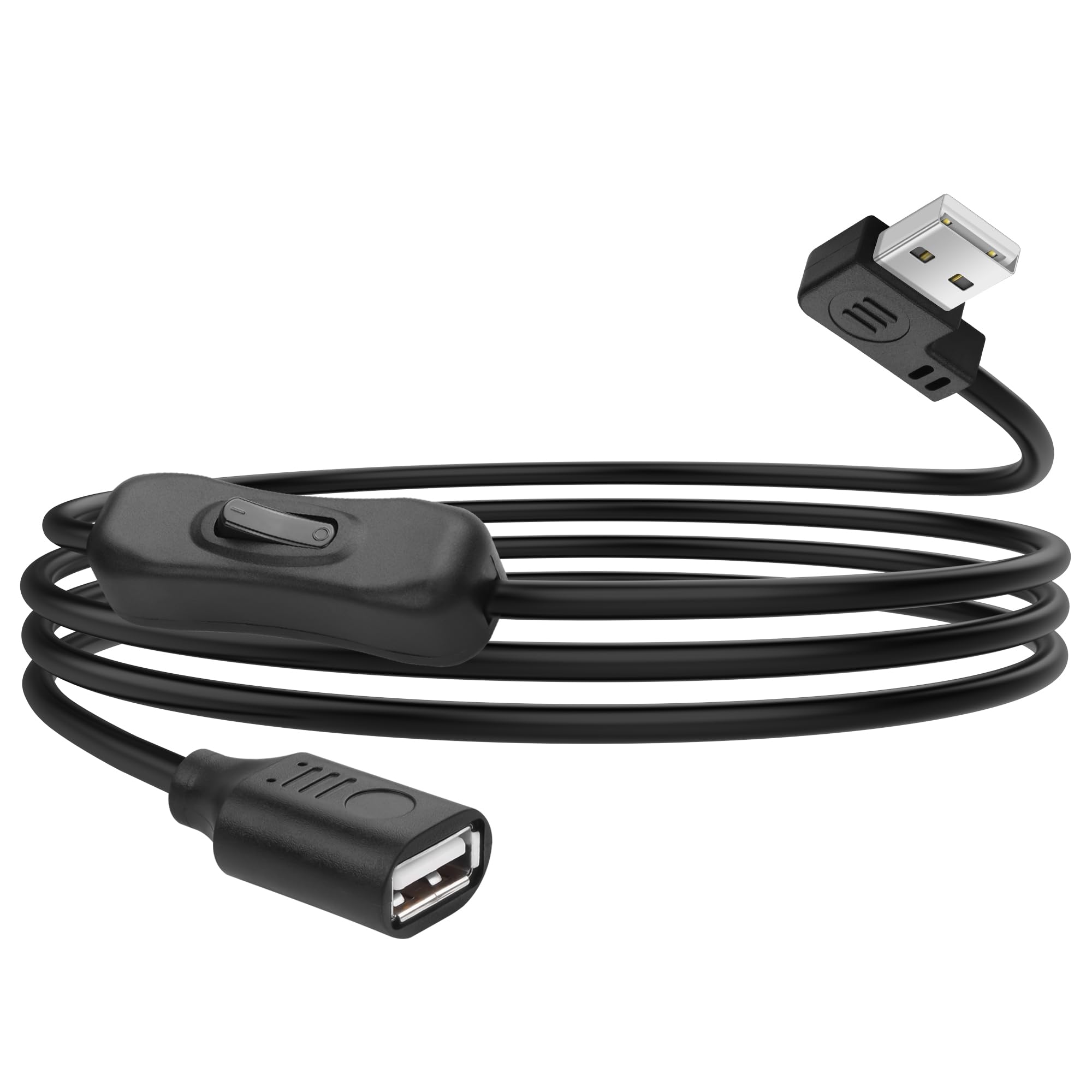 YACSEJAO USB Extension Cable with On/Off Switch 90 Degree 4.9FT/1.5M USB A 2.0 Male to Female Extender Cord Support Data and Power for LED Strips,USB