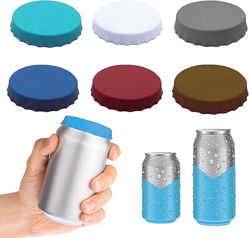 Miniatura 8 de Juego de 6 tapas de latas de soda, tapas de silicona para latas de soda, protector de latas de bebidas coloridas reutilizables, tapa de soda a