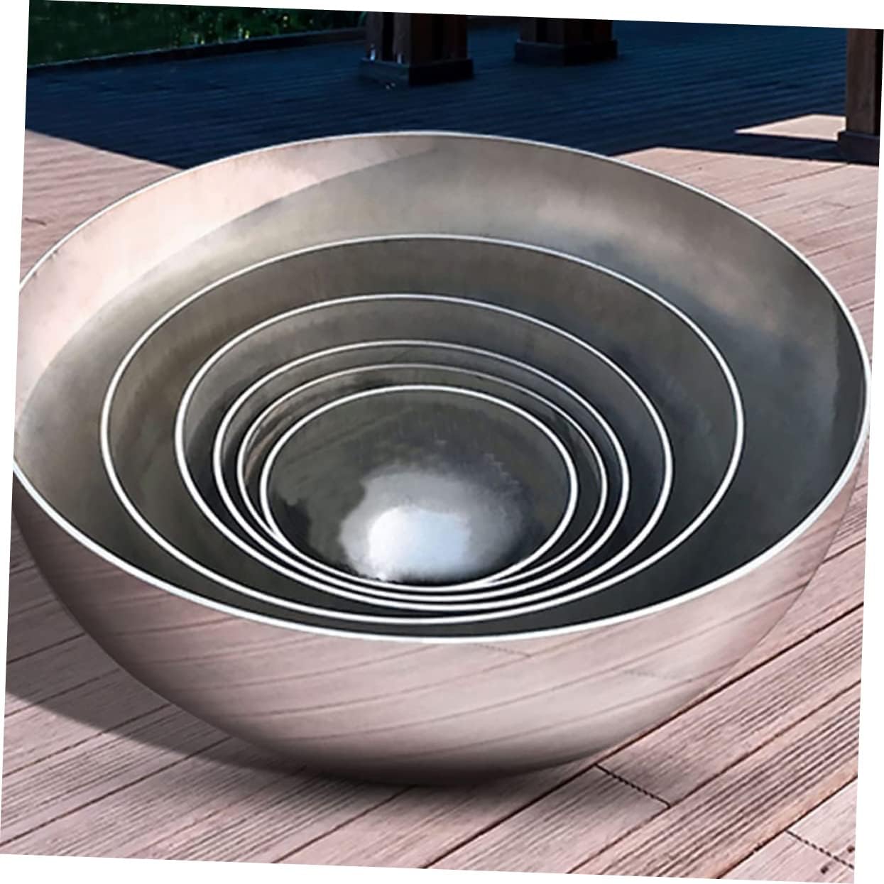 DULAI 12 Pcs Garden Reflector Garden Sphere Reflective Ball Garden Mirror Globe Reflective Hemisphere Ball Metal Balls Hollow Hemisphere Wall Gazing Ornament Stainless Steel Head Outdoor, Silverx3pcs