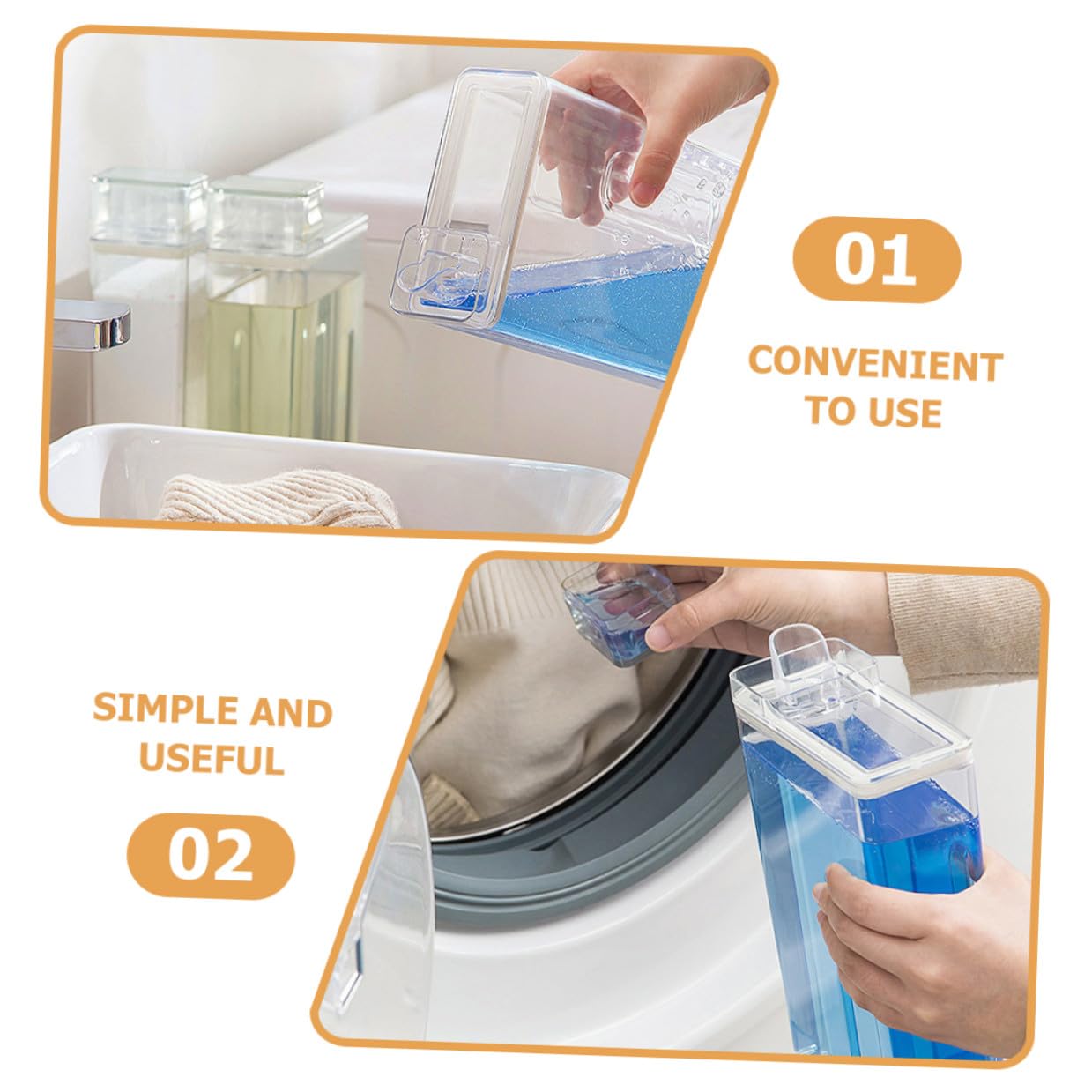 Cabilock Dispenser per Detersivo Bucato Trasparente Grande Capacità, Bottiglie Ricaricabili per Lozioni, Contenitori Salvaspazio per Lavanderia Domestica e Uso Professionale, Set da 2