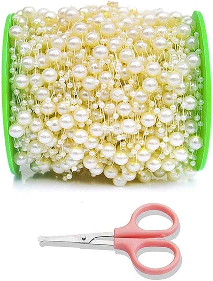 VGOODALL Ivory Pearl Garland, 60m Ivory Beaded Pearl Strings Pearl ...