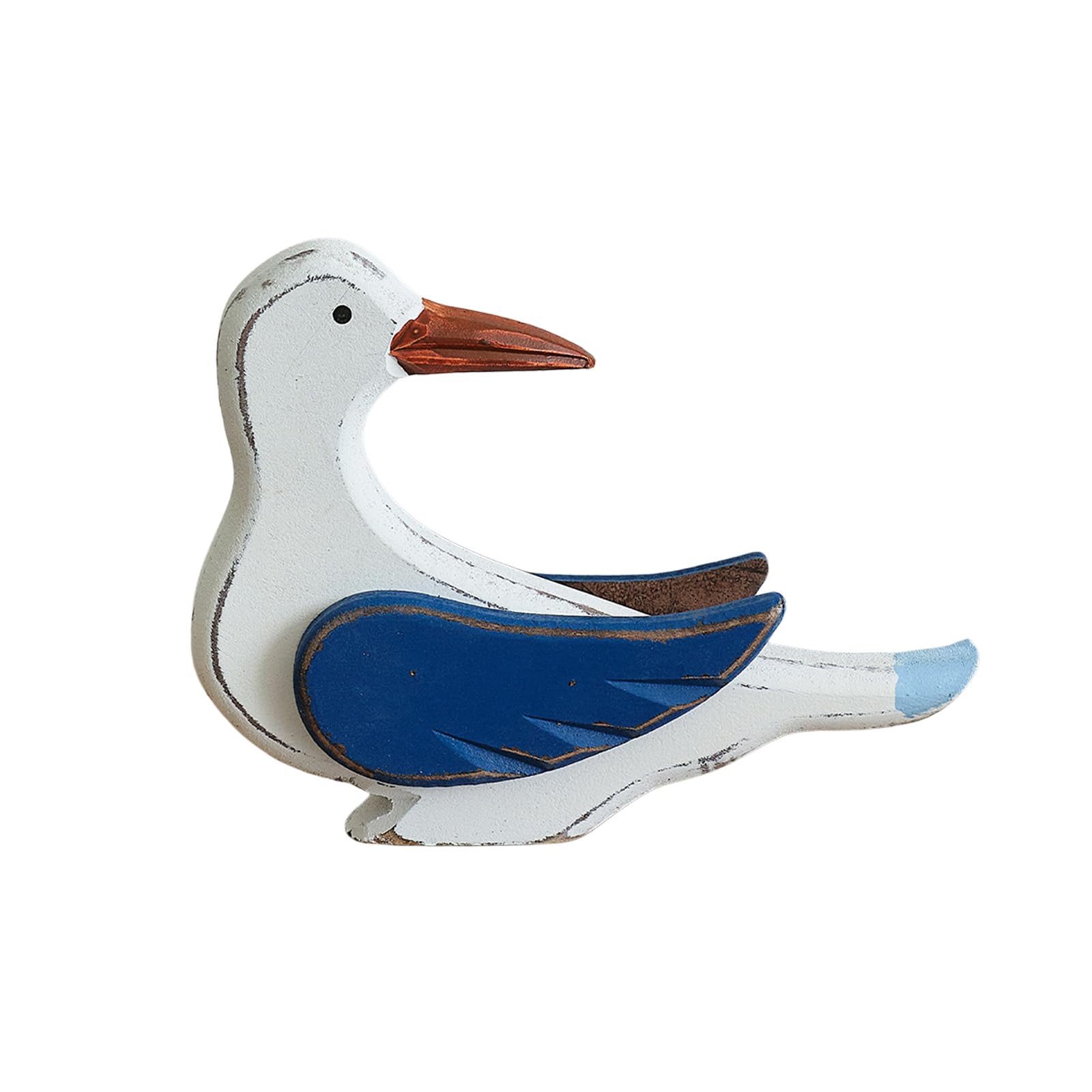 Msioytog Carved Wooden Seagulls Sculptures Rustics Wood Sea Birds Statues Desktop Ornament for Beach Mediterranean Home Decors Wood Seagulls Sculptures